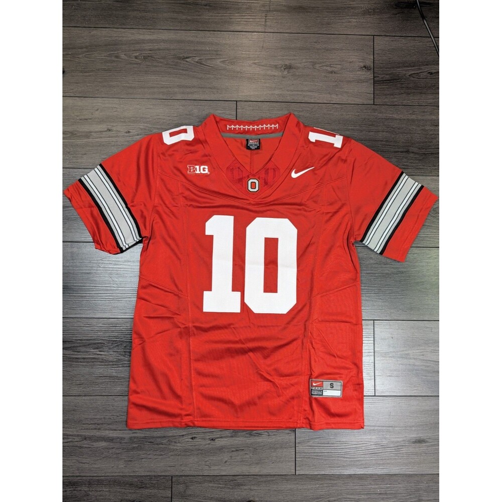 Julian Sayin #10 Red Buckeye Stripe 2026 OSU Ohio State Football Jersey Small